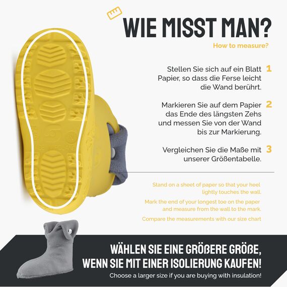 Ladeheid EVA Kinder Jungen Mädchen Gummistiefel Regenschuhe gefüttert Regenstiefel Gummischuhe LA-CA-04 (Gelb/Grau, 22/23 EU)
