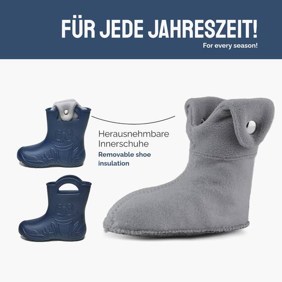 Ladeheid EVA Kinder Jungen Mädchen Gummistiefel Regenschuhe gefüttert Regenstiefel Gummischuhe LA-CA-04 Marineblau, 32/33 EU