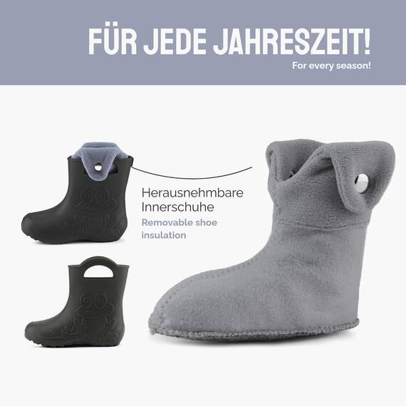 Ladeheid EVA Kinder Jungen Mädchen Gummistiefel Regenschuhe gefüttert Regenstiefel Gummischuhe LA-CA-04 (Carbone/Grau, 32/33 EU)