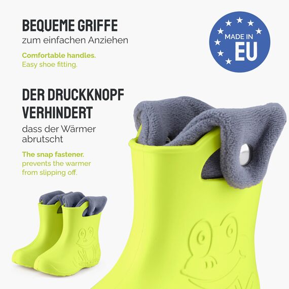 Ladeheid EVA Kinder Jungen Mädchen Gummistiefel Regenschuhe gefüttert Regenstiefel Gummischuhe LA-CA-04 (Limone, 34/35 EU)