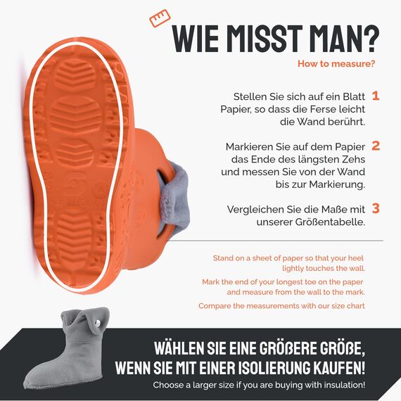 Ladeheid EVA Kinder Jungen Mädchen Gummistiefel Regenschuhe gefüttert Regenstiefel Gummischuhe LA-CA-04 (Orange/Grau, 30/31 EU)