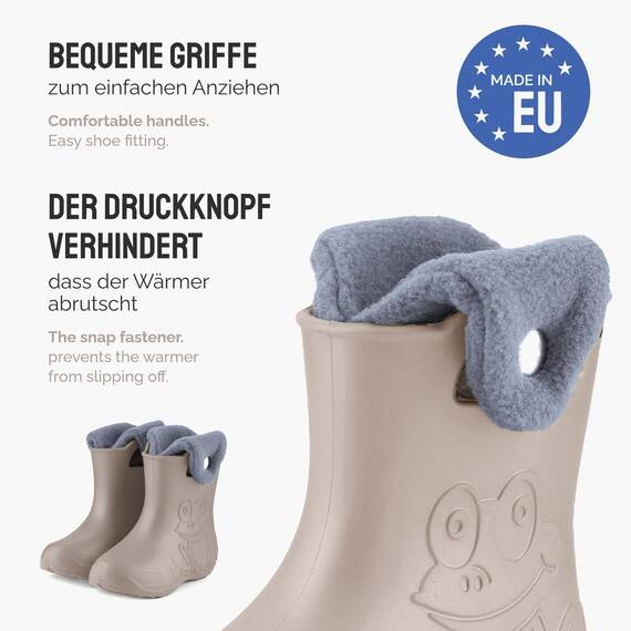 Ladeheid EVA Kinder Jungen Mädchen Gummistiefel Regenschuhe gefüttert Regenstiefel Gummischuhe LA-CA-04 Hellbeige, 32/33 EU