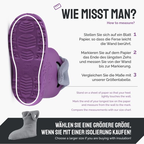 Ladeheid EVA Kinder Jungen Mädchen Gummistiefel Regenschuhe gefüttert Regenstiefel Gummischuhe LA-CA-04 (Lilla/Grau, 30/31 EU)