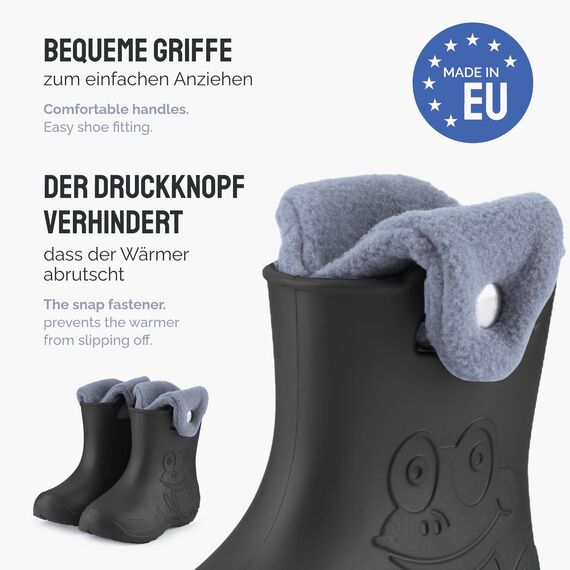 Ladeheid EVA Kinder Jungen Mädchen Gummistiefel Regenschuhe gefüttert Regenstiefel Gummischuhe LA-CA-04 (Carbone/Grau, 30/31 EU)