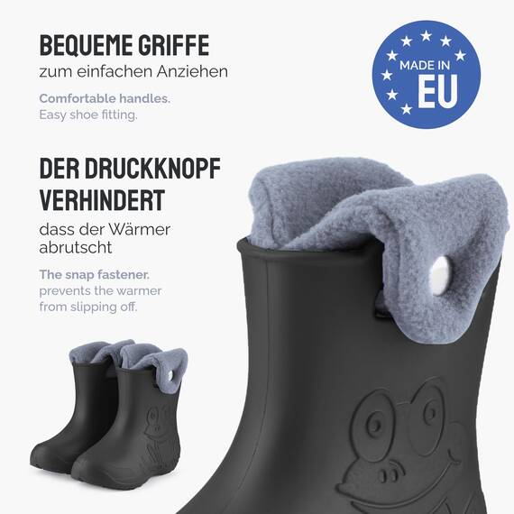 Ladeheid EVA Kinder Jungen Mädchen Gummistiefel Regenschuhe gefüttert Regenstiefel Gummischuhe LA-CA-04 (Carbone/Grau, 32/33 EU)