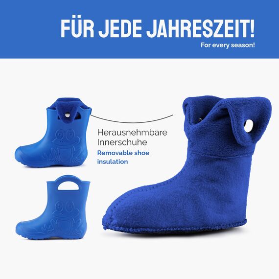 Ladeheid EVA Kinder Jungen Mädchen Gummistiefel Regenschuhe gefüttert Regenstiefel Gummischuhe LA-CA-04 (Blau/Marineblau, 34/35 EU)