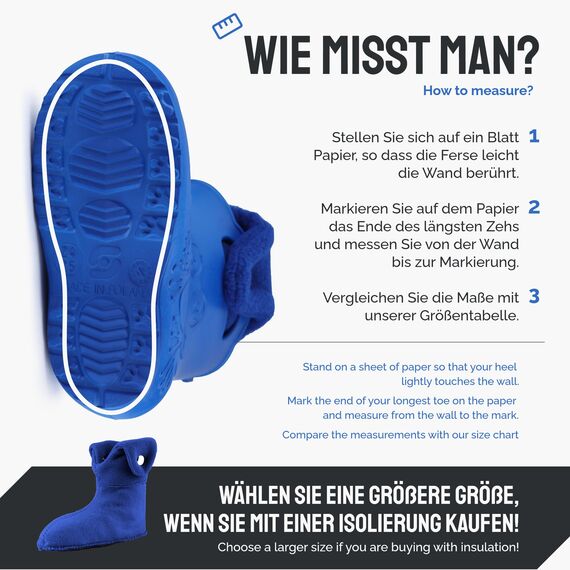 Ladeheid EVA Kinder Jungen Mädchen Gummistiefel Regenschuhe gefüttert Regenstiefel Gummischuhe LA-CA-04 (Blau/Marineblau, 34/35 EU)
