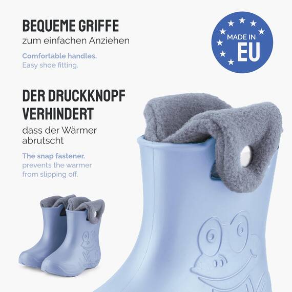 Ladeheid EVA Kinder Jungen Mädchen Gummistiefel Regenschuhe gefüttert Regenstiefel Gummischuhe LA-CA-04 (Hellblau, 34/35 EU)