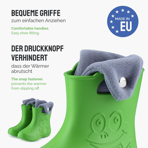Ladeheid EVA Kinder Jungen Mädchen Gummistiefel Regenschuhe gefüttert Regenstiefel Gummischuhe LA-CA-04 (Grün/Grau, 34/35 EU)