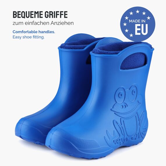 Ladeheid EVA Kinder Jungen Mädchen Gummistiefel Regenschuhe gefüttert LA-CA-03 (Blau/Marineblau, 26/27 EU)