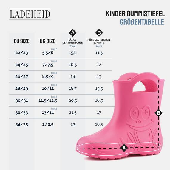 Ladeheid Eva federleichte Kinder Gummistiefel für Jungen und Mädchen Regenschuhe LA-CA-01 Hellbeige, 30/31 EU