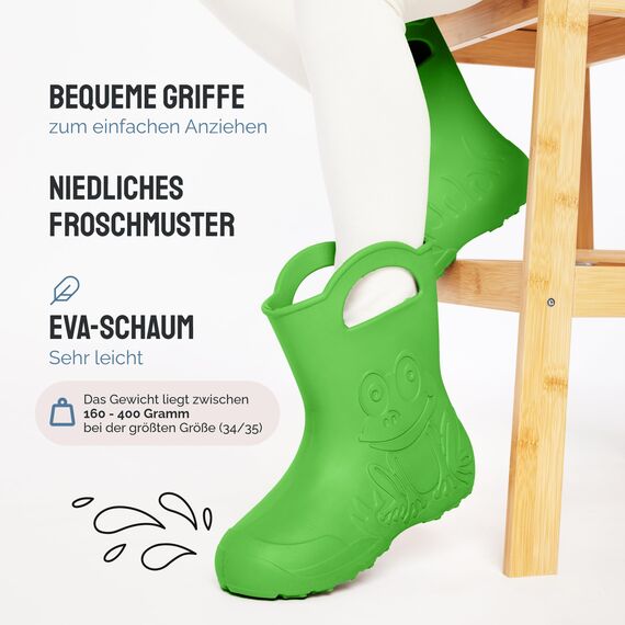 Ladeheid Eva federleichte Kinder Gummistiefel für Jungen und Mädchen Regenschuhe Bequeme und wasserdichte Regenstiefel Kinder LA-CA-01