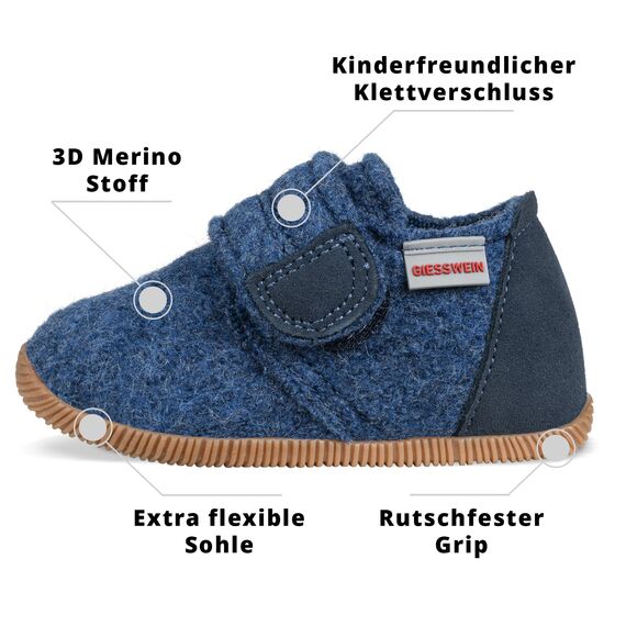 Giesswein Unisex Kinder Oberstaufen Ungefüttert Hausschuhe, Jeans 52719 EU