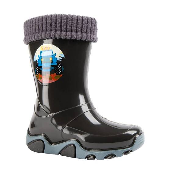 DEMAR Kinder Gummistiefel gefüttert STORMER LUX (24/25, Graphit)