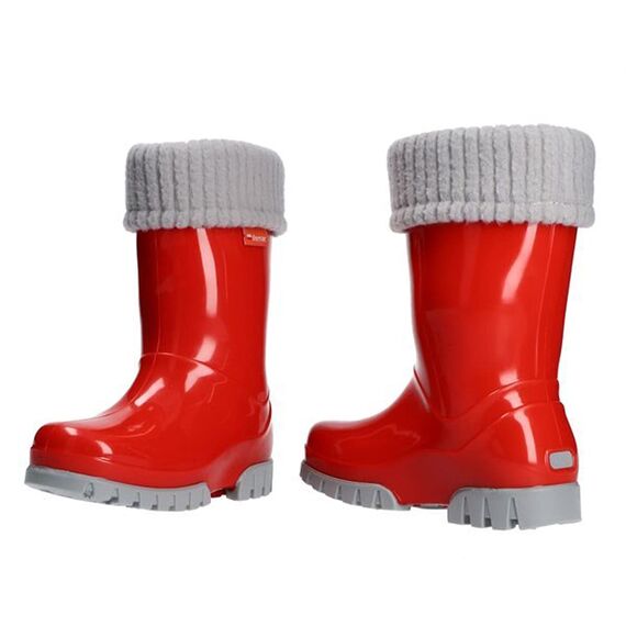 DEMAR Kinder Gummistiefel gefüttert TWISTER LUX (24/25, Rot)