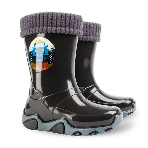 DEMAR Kinder Gummistiefel gefüttert STORMER LUX (30/31, Graphit)