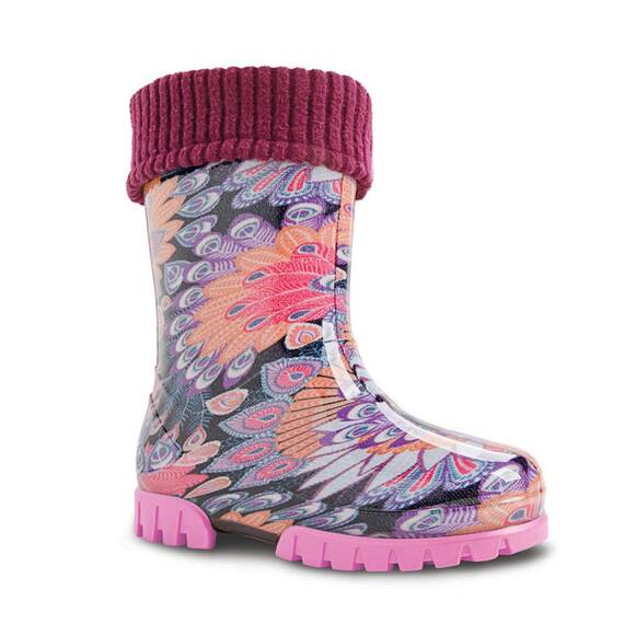 DEMAR Kinder Gummistiefel gefüttert Twister LUX (28/29, Pfauenfeder)