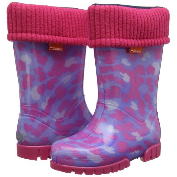 DEMAR Kinder Gummistiefel gefüttert Twister LUX (30/31, Herzen)