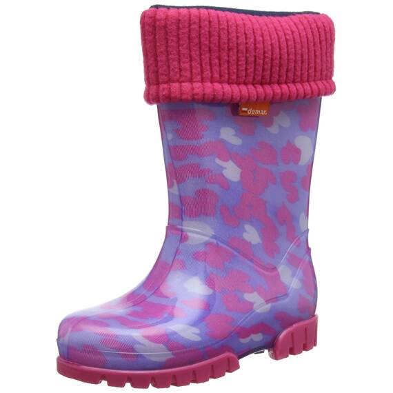 DEMAR Kinder Gummistiefel gefüttert Twister LUX (30/31, Herzen)