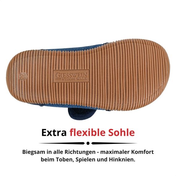 Giesswein Kinder Hausschuhe Strass Slim Fit - Lauflernschuhe für Jungen & Mädchen, Rutschfeste Krabbel-Schuhe mit Klettverschluss, Gummi-Sohle