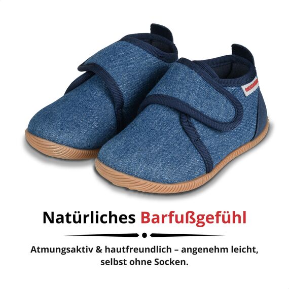 Giesswein Kinder Hausschuhe Strass Slim Fit - Lauflernschuhe für Jungen & Mädchen, Rutschfeste Krabbel-Schuhe mit Klettverschluss, Gummi-Sohle