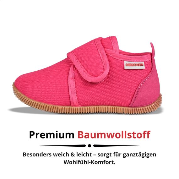 Giesswein Kinder Hausschuhe Strass Slim Fit - Lauflernschuhe für Jungen & Mädchen, Rutschfeste Krabbel-Schuhe mit Klettverschluss, Gummi-Sohle