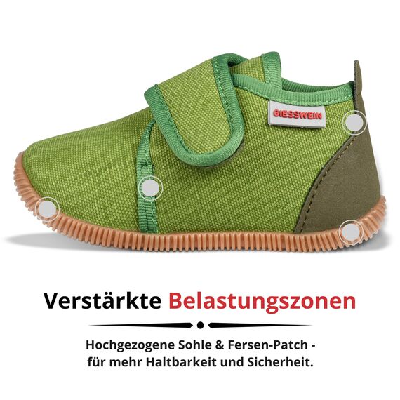Giesswein Kinder Hausschuhe Strass Slim Fit - Lauflernschuhe für Jungen & Mädchen, Rutschfeste Krabbel-Schuhe mit Klettverschluss, Gummi-Sohle