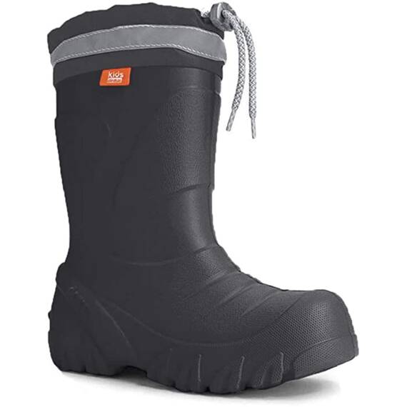 DEMAR Eva federleichte Kinder Gummistiefel mit Stulpe gefüttert Mammut-S (26/27, Graphit)