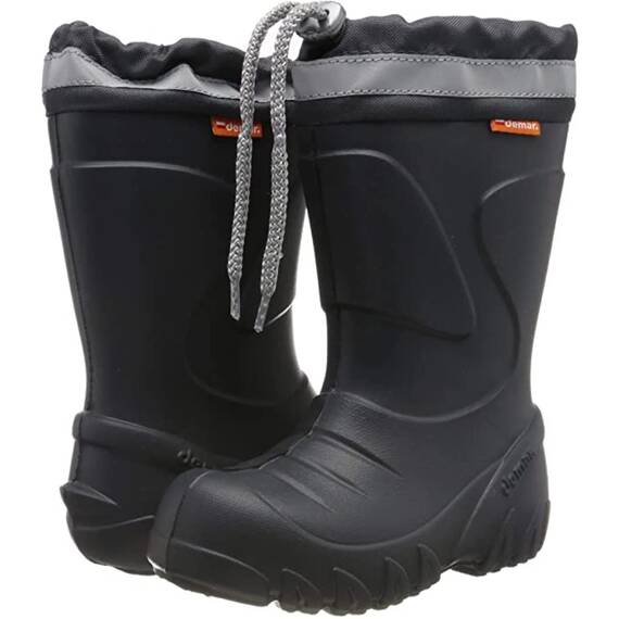 DEMAR Eva federleichte Kinder Gummistiefel mit Stulpe gefüttert Mammut-S (26/27, Graphit)