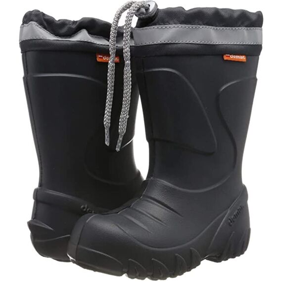DEMAR Eva federleichte Kinder Gummistiefel mit Stulpe gefüttert Mammut-S (28/29, Graphit)