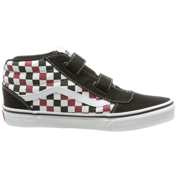 Vans Ward Mid V Sneaker, Checkerboard Chili Pepper White, 12.5 UK Child