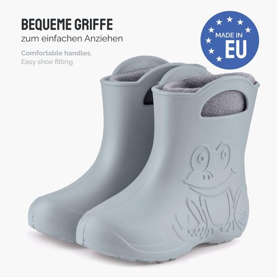 Ladeheid EVA Kinder Jungen Mädchen Gummistiefel Regenschuhe gefüttert LA-CA-03 (Grau, 22/23 EU)