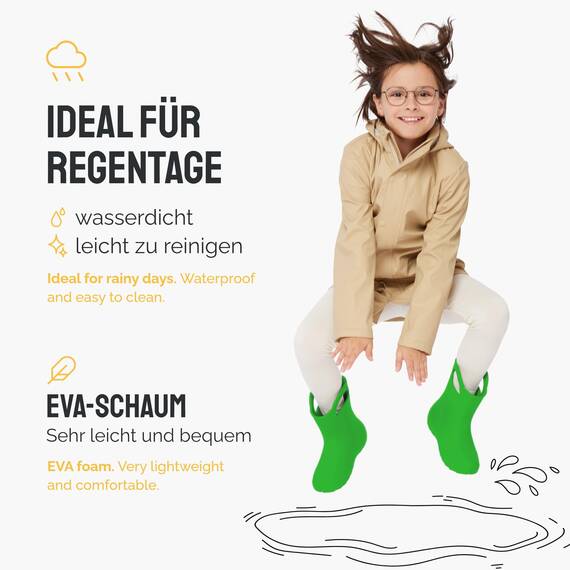 Ladeheid EVA Kinder Jungen Mädchen Gummistiefel Regenschuhe gefüttert LA-CA-03 (Gelb/Grau, 22/23 EU)