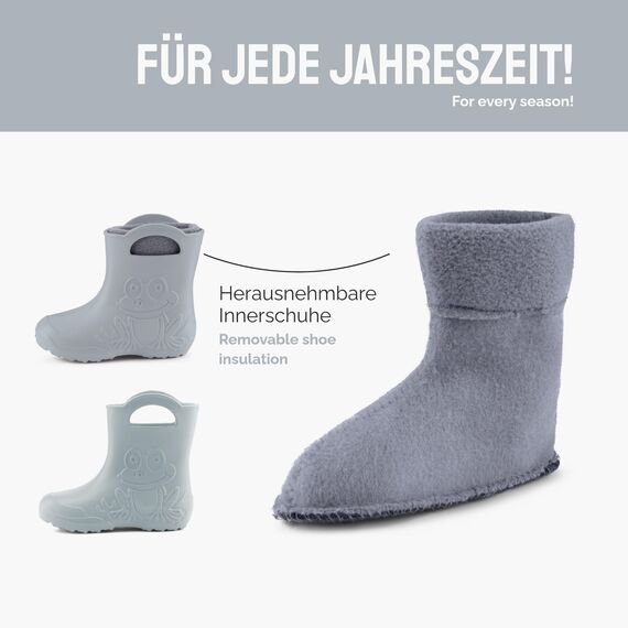 Ladeheid EVA Kinder Jungen Mädchen Gummistiefel Regenschuhe gefüttert LA-CA-03 (Grau, 22/23 EU)