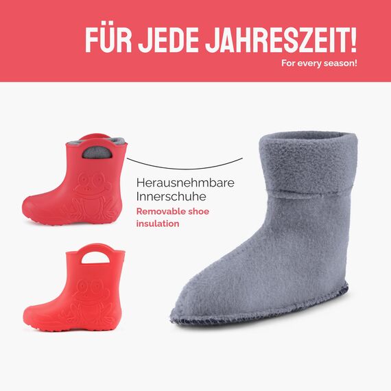 Ladeheid EVA Kinder Jungen Mädchen Gummistiefel Regenschuhe gefüttert LA-CA-03 (Koralle/Grau, 22/23 EU)