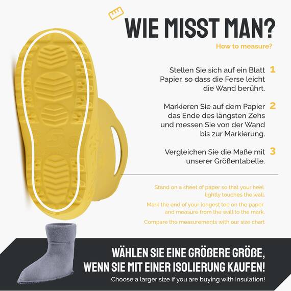 Ladeheid EVA Kinder Jungen Mädchen Gummistiefel Regenschuhe gefüttert LA-CA-03 (Gelb/Grau, 22/23 EU)