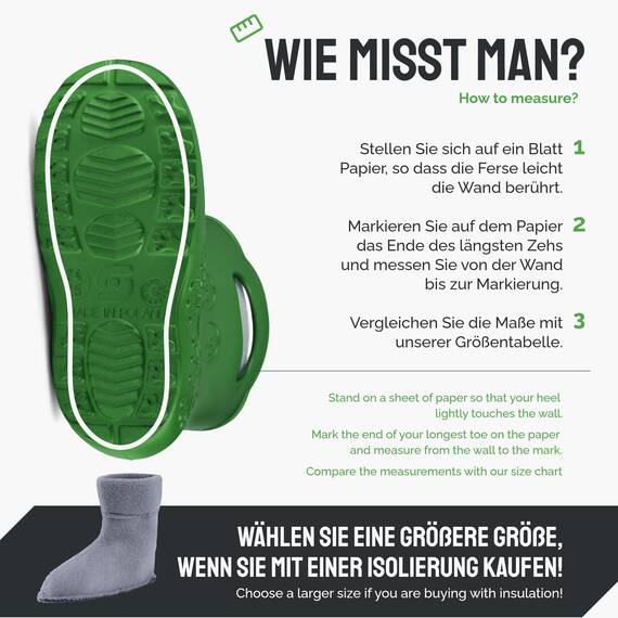 Ladeheid EVA Kinder Jungen Mädchen Gummistiefel Regenschuhe gefüttert LA-CA-03 (Smaragdgrün/Grau, 22/23 EU)