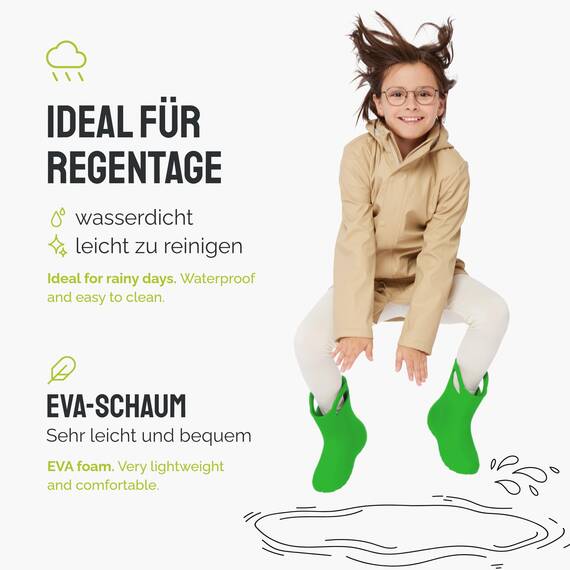 Ladeheid EVA Kinder Jungen Mädchen Gummistiefel Regenschuhe gefüttert LA-CA-03 (Limone, 30/31 EU)