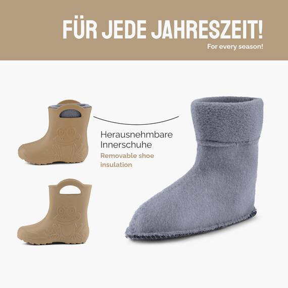 Ladeheid EVA Kinder Jungen Mädchen Gummistiefel Regenschuhe gefüttert LA-CA-03 Kamel, 22/23 EU