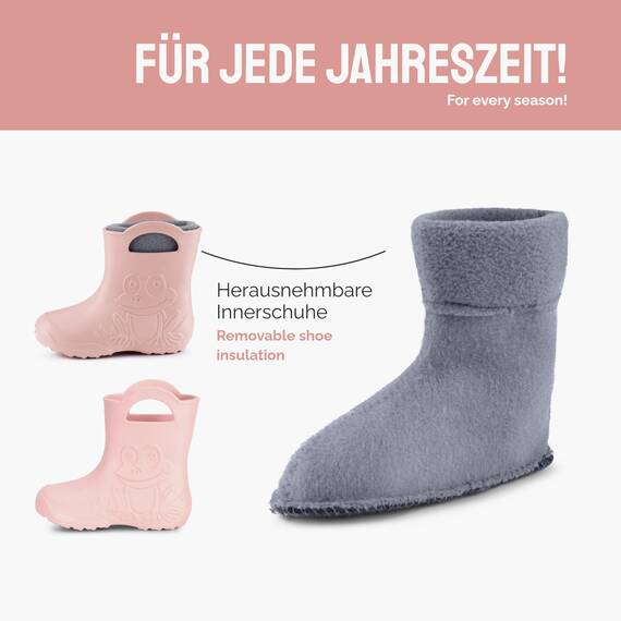 Ladeheid EVA Kinder Jungen Mädchen Gummistiefel Regenschuhe gefüttert LA-CA-03 (Puderrosa, 22/23 EU)