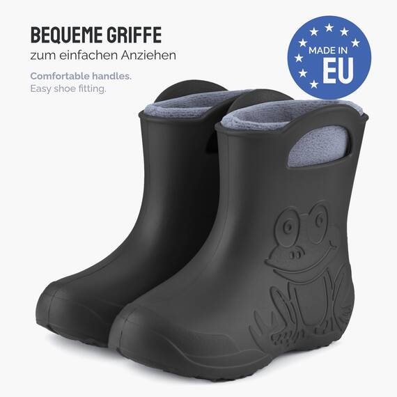 Ladeheid EVA Kinder Jungen Mädchen Gummistiefel Regenschuhe gefüttert LA-CA-03 (Carbone/Grau, 26/27 EU)