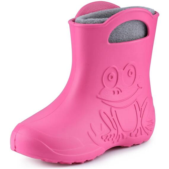 Ladeheid EVA Kinder Jungen Mädchen Gummistiefel Regenschuhe gefüttert LA-CA-03 (Rosa/Grau, 32/33 EU)