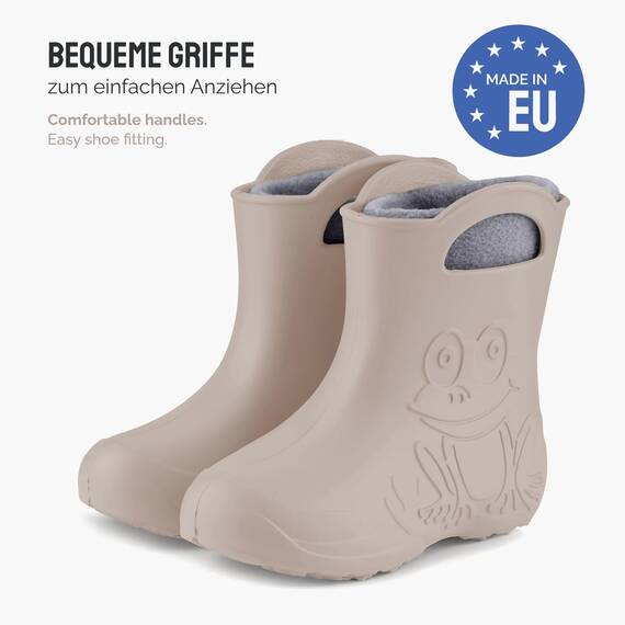 Ladeheid EVA Kinder Jungen Mädchen Gummistiefel Regenschuhe gefüttert LA-CA-03 Hellbeige, 30/31 EU