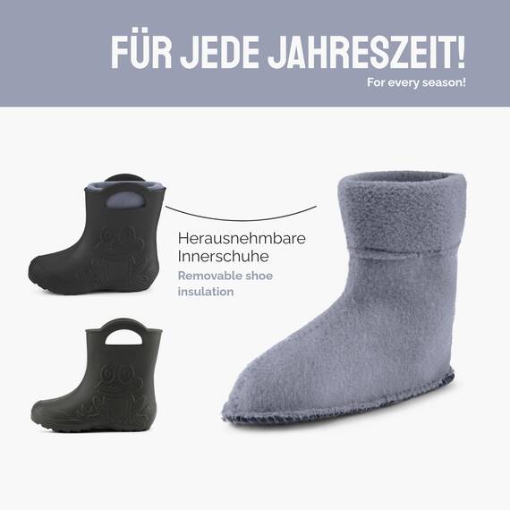 Ladeheid EVA Kinder Jungen Mädchen Gummistiefel Regenschuhe gefüttert LA-CA-03 (Carbone/Grau, 26/27 EU)