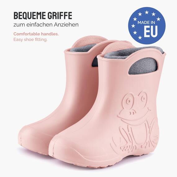 Ladeheid EVA Kinder Jungen Mädchen Gummistiefel Regenschuhe gefüttert LA-CA-03 (Puderrosa, 30/31 EU)