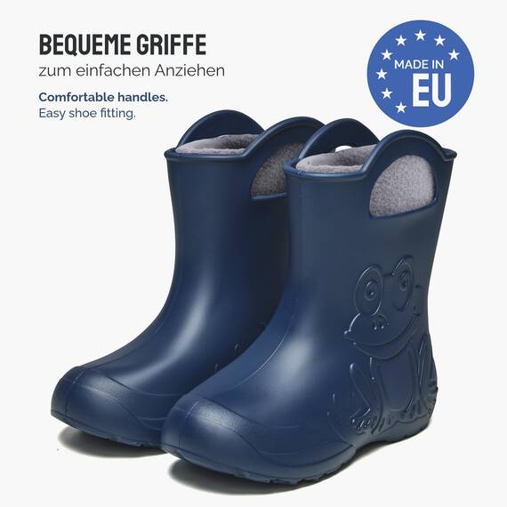 Ladeheid EVA Kinder Jungen Mädchen Gummistiefel Regenschuhe gefüttert LA-CA-03 Marineblau, 28/29 EU