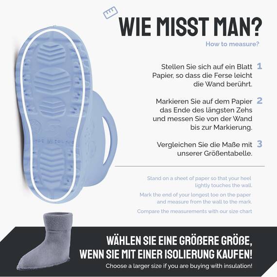 Ladeheid EVA Kinder Jungen Mädchen Gummistiefel Regenschuhe gefüttert LA-CA-03 (Hellblau, 32/33 EU)