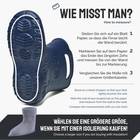 Ladeheid EVA Kinder Jungen Mädchen Gummistiefel Regenschuhe gefüttert LA-CA-03 Marineblau, 22/23 EU