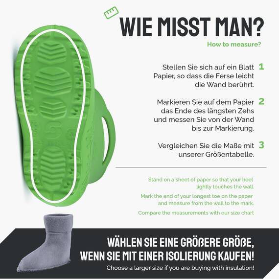 Ladeheid EVA Kinder Jungen Mädchen Gummistiefel Regenschuhe gefüttert LA-CA-03 (Grün/Grau, 28/29 EU)