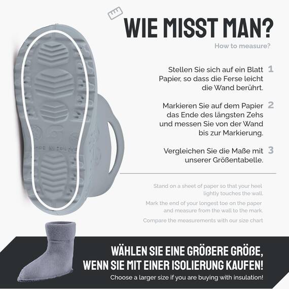 Ladeheid EVA Kinder Jungen Mädchen Gummistiefel Regenschuhe gefüttert LA-CA-03 (Grau, 24/25 EU)